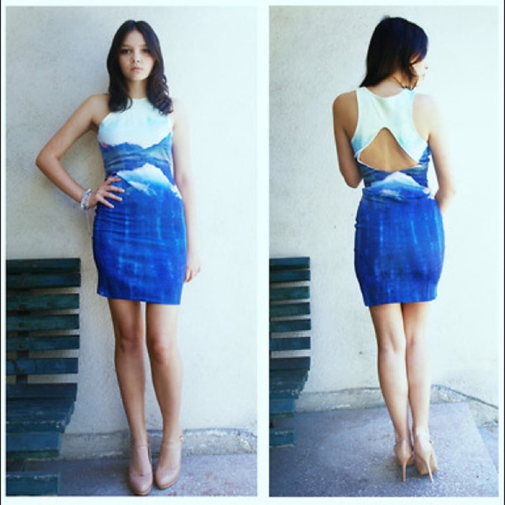 H&M Landscape bodycon mini Dress